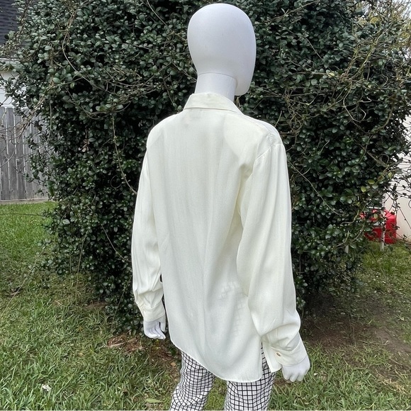 NWT Old Stock JM By Shelli Segal Winter White Crest LS Button Down Shirt - Picture 6 of 10